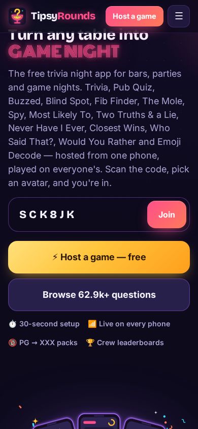 The home page join box with a game code typed in