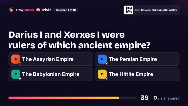 The TV showing a trivia question with four choices and a countdown