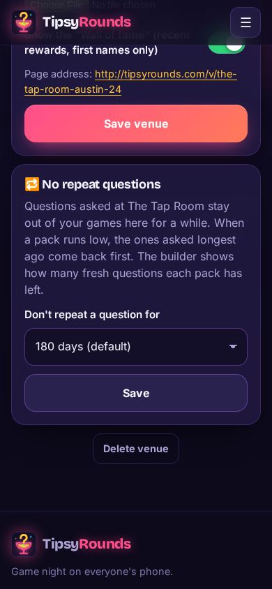 The No repeat questions setting
